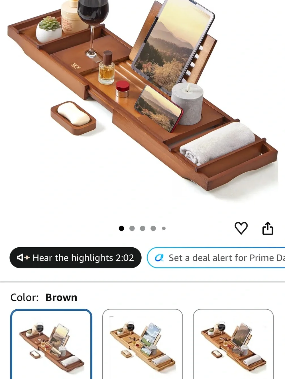 Wooden Bathtub Caddy Tray - Brown